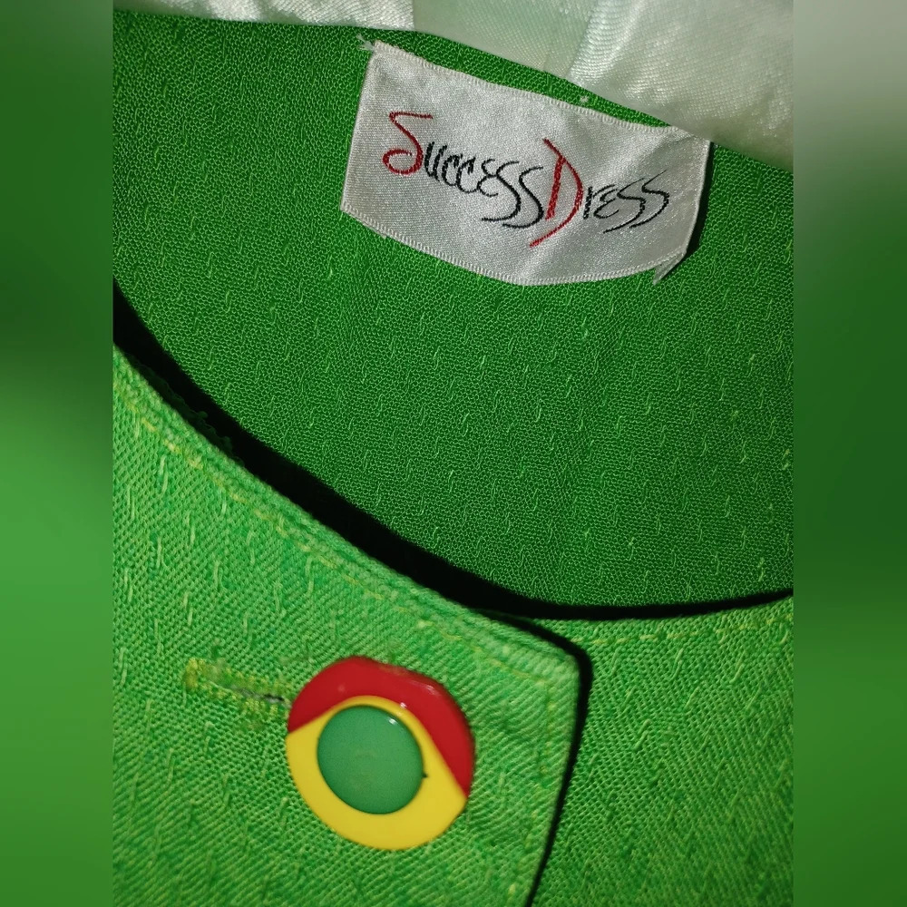 Success Dress Green Midi Button Up Dress Rare Vintage - Picture 4 of 12